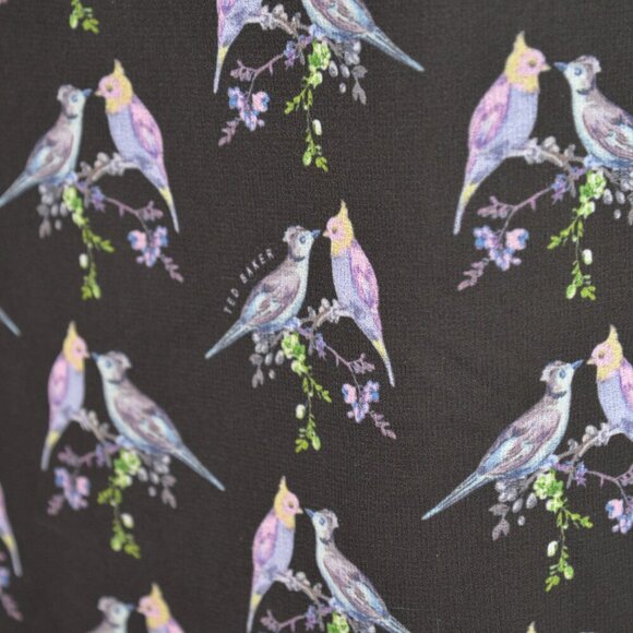 Ted Baker Zabrina Lovebirds Ruffle Blouse Sz S - Picture 7 of 11